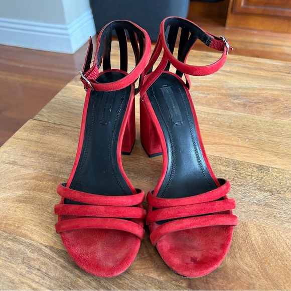 Alexander Wang Red Suede Cage Abby Sandal Heels - Picture 3 of 11